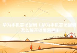 华为手机忘记密码（华为手机忘记密码怎么解开锁屏密码）