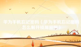 华为手机忘记密码（华为手机忘记密码怎么解开锁屏密码）