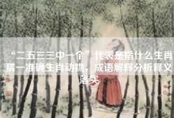 “二五三三中一个”代表是指什么生肖，猜一准确生肖动物，成语解释分析释义落实