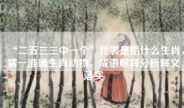 “二五三三中一个”代表是指什么生肖，猜一准确生肖动物，成语解释分析释义落实