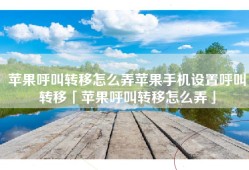 苹果呼叫转移怎么弄苹果手机设置呼叫转移「苹果呼叫转移怎么弄」