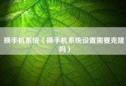 换手机系统（换手机系统设置需要克隆吗）