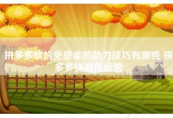 拼多多砍价免费拿的助力技巧有哪些 拼多多快羽代运营