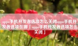 oppo手机开发者选项怎么关闭oppo手机开发者选项在哪「oppo手机开发者选项怎么关闭」