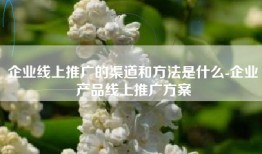 企业线上推广的渠道和方法是什么-企业产品线上推广方案