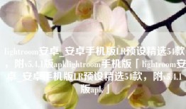 lightroom安卓_安卓手机版LR预设精选54款，附v5.4.1版apklightroom手机版「lightroom安卓_安卓手机版LR预设精选54款，附v5.4.1版apk」
