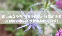 国内永久免费crm系统网站：让您的业务更智能，客户关系管理从此更高效！