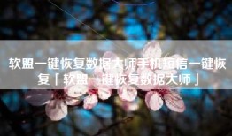 软盟一键恢复数据大师手机短信一键恢复「软盟一键恢复数据大师」