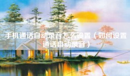 手机通话自动录音怎么设置（如何设置通话自动录音）
