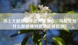 当上大股东但不进入董事会，马斯克为什么拒绝推特邀请还被起诉？