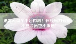 迅雷云盘全平台内测！在线磁力云播／不充会员也不限速！