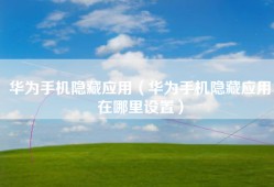 华为手机隐藏应用（华为手机隐藏应用在哪里设置）