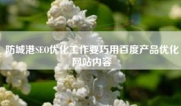 防城港SEO优化工作要巧用百度产品优化网站内容