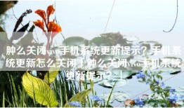 肿么关闭vivo手机系统更新提示？手机系统更新怎么关闭「肿么关闭vivo手机系统更新提示？」
