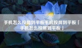 手机怎么投屏到平板手机投屏到平板「手机怎么投屏到平板」