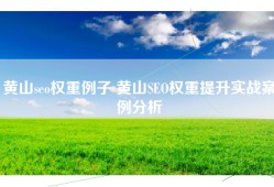 黄山seo权重例子 黄山SEO权重提升实战案例分析