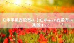 红米手机有没有nfc（红米note13有没有nfc功能）