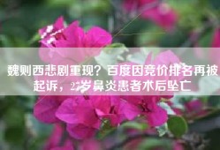 魏则西悲剧重现？百度因竞价排名再被起诉，27岁鼻炎患者术后坠亡