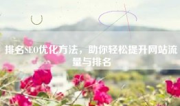 排名SEO优化方法，助你轻松提升网站流量与排名