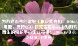 为游戏而生的雷蛇手机正式亮相：4000mAh电池，支持QC4+快充雷蛇手机「为游戏而生的雷蛇手机正式亮相：4000mAh电池，支持QC4+快充」