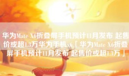 华为Mate X6折叠屏手机预计11月发布 起售价或超1.3万华为手机x6「华为Mate X6折叠屏手机预计11月发布 起售价或超1.3万」