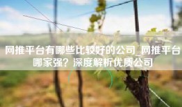 网推平台有哪些比较好的公司_网推平台哪家强？深度解析优质公司