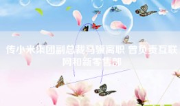 传小米集团副总裁马骥离职 曾负责互联网和新零售部