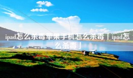 ipad怎么杀毒苹果手机怎么杀毒「ipad怎么杀毒」