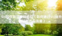 SEO的作用及战略地位（如何通过SEO提升网站排名与流量）