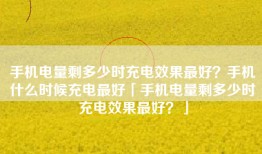 手机电量剩多少时充电效果最好？手机什么时候充电最好「手机电量剩多少时充电效果最好？」