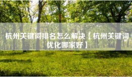 杭州关键词排名怎么解决【杭州关键词优化哪家好】