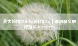 黄大仙精准正版资料论坛｜词语释义解释落实 0.724921226