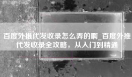 百度外推代发收录怎么弄的啊_百度外推代发收录全攻略，从入门到精通