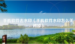 手机软件去水印（手机软件水印怎么关闭掉）