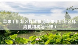 苹果手机怎么样刷机（苹果手机怎么样刷机和初始一样）