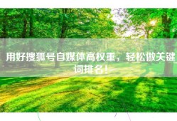 用好搜狐号自媒体高权重，轻松做关键词排名！
