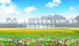 请问外卖券在抖音本地推上投放广告的关键点是什么？