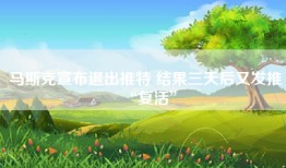 马斯克宣布退出推特 结果三天后又发推“复活”