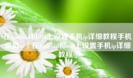 在Android和iOS上设置手机ip详细教程手机虚拟ip「在Android和iOS上设置手机ip详细教程」