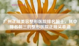 广州正规美容整形医院排名前十，其中排名前三的整形医院正规又靠谱