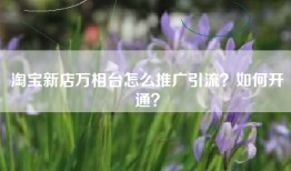 淘宝新店万相台怎么推广引流？如何开通？