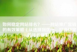 如何稳定网站排名？——网站推广营销的有效策略（从选择到优化，打造稳定的排名体系）