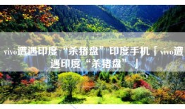 vivo遭遇印度“杀猪盘”印度手机「vivo遭遇印度“杀猪盘”」