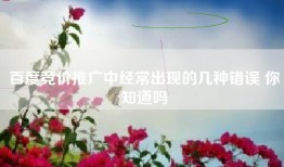 百度竞价推广中经常出现的几种错误 你知道吗