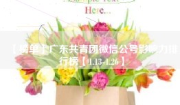 【榜单】广东共青团微信公号影响力排行榜【1.13-1.26】