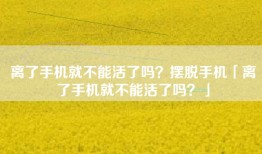 离了手机就不能活了吗？摆脱手机「离了手机就不能活了吗？」