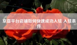 京喜平台店铺如何快速成功入驻 入驻条件
