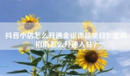 抖音小店怎么开通金银饰品类目？定向招商怎么开通入驻？