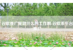 谷歌推广是做什么的工作啊-谷歌系平台推广