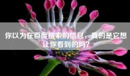 你以为在百度搜索的信息，真的是它想让你看到的吗？
